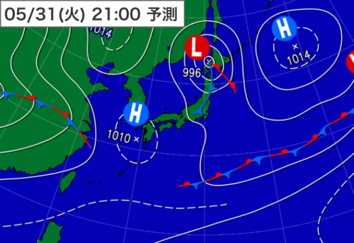 20160531_31日21時予想天気図