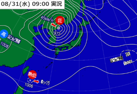 31日9時の天気図