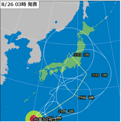 26日3時台風10号進路予測