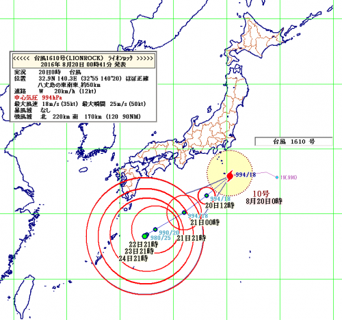 20日0時台風10号