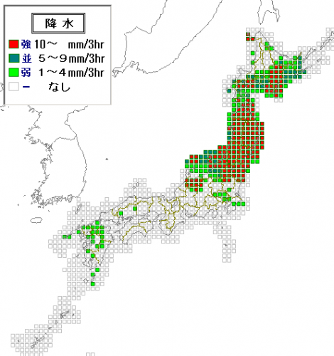 ３０日１８時予想降水分布