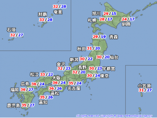 １１日予想気温