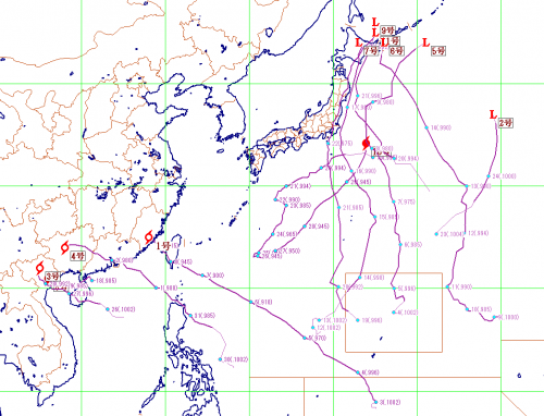 今年の台風の経路