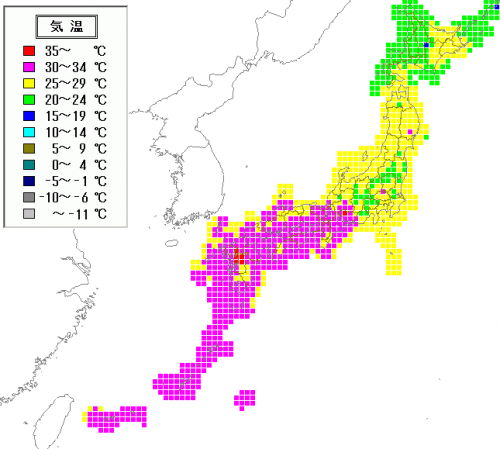 23日15時気温分布