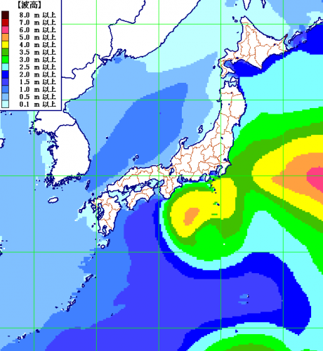 分布20日12時の予想波高