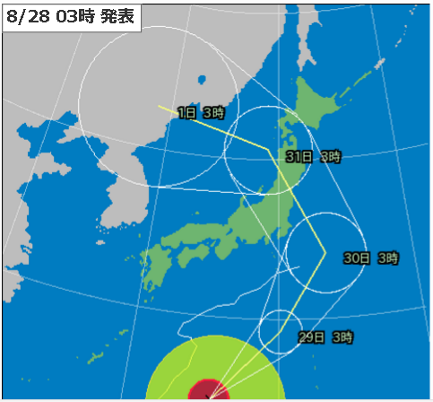 28日3時台風10号進路予測