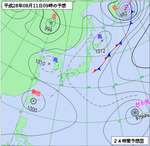 １１日９時予想天気図