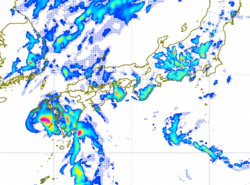 4日15時の雨雲の予測