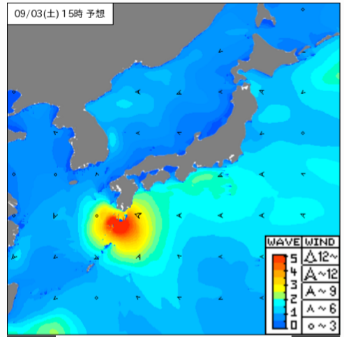 3日15時予想波高分布