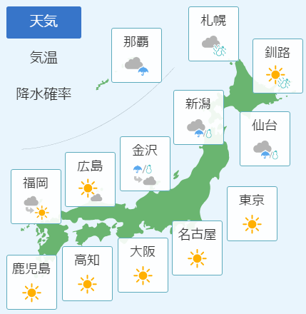 2月21日の天気予報