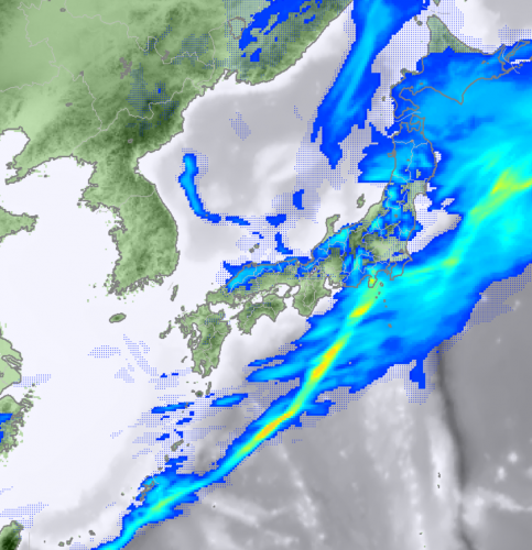 2月23日12時の降水予測域