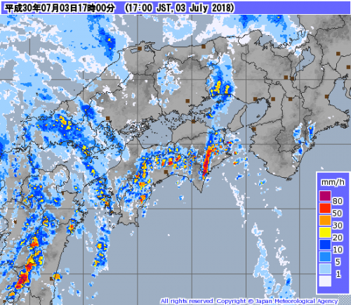 高知 徳島 1ミリ超の猛烈な雨 ライフレンジャー トピックス